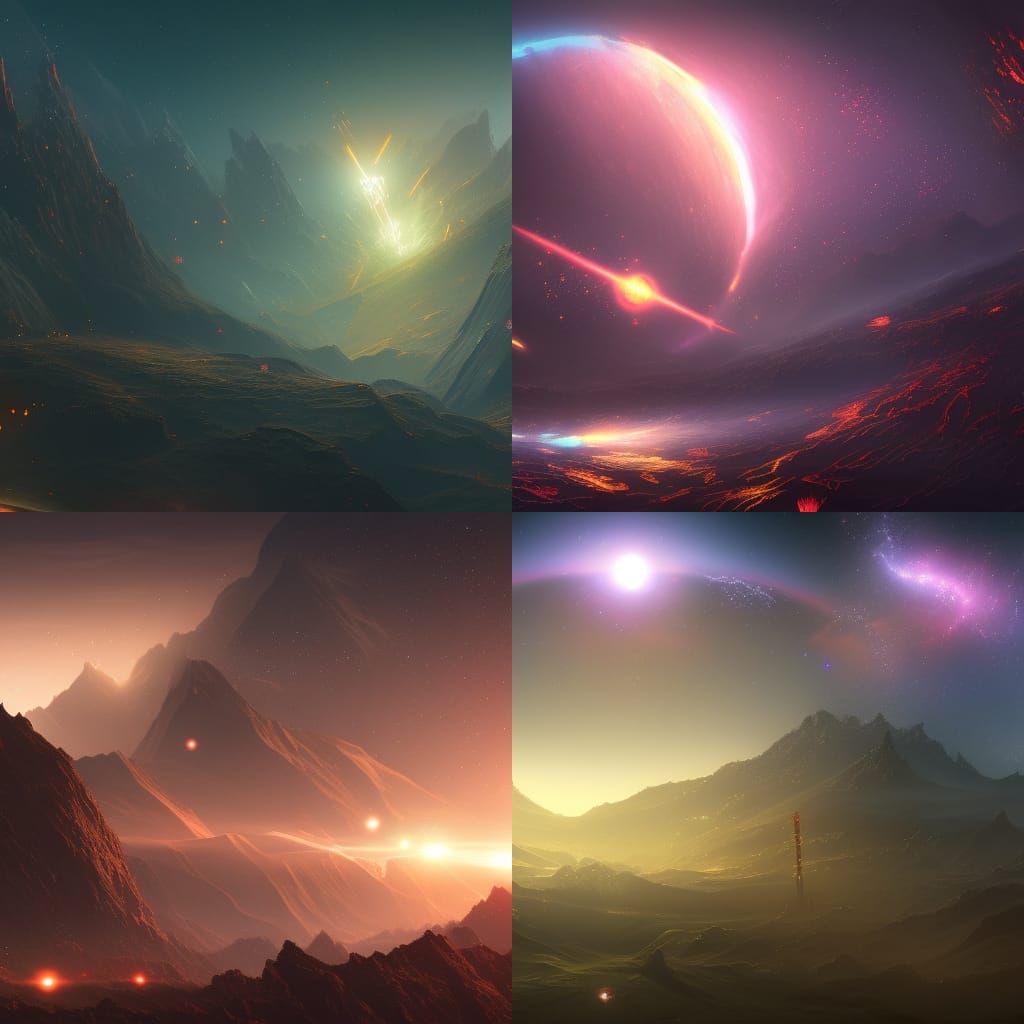 Cosmos Stars Lightbeam: Detailed Fantasy Concept Art