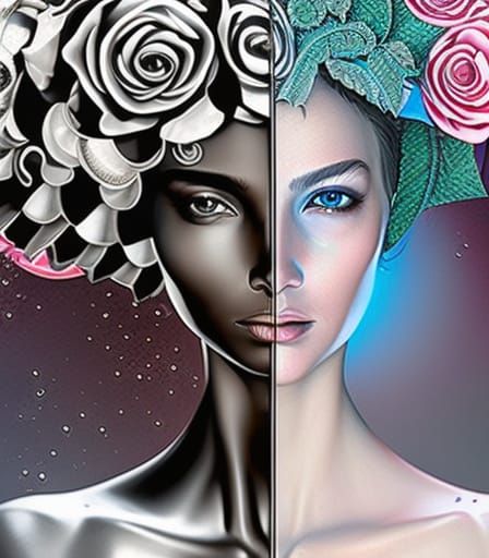 Detailed Expressionist Collage with Pearls in High Resolutio...