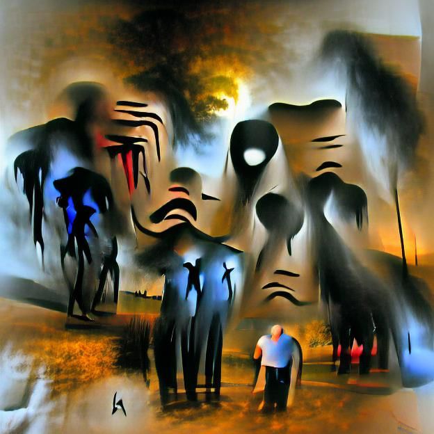 Abstract Shadows Envelop Lonely Figure