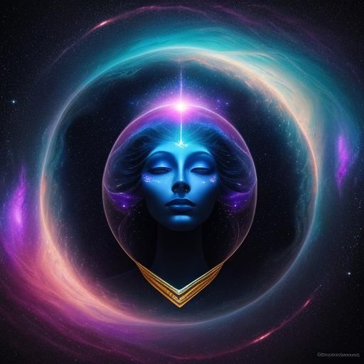 Astral Form in Cosmic Dreamscape as Oil Painting