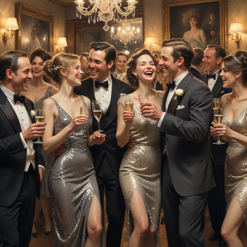 Elegant Adults Celebrate New Year's in Warm, Inviting Atmosp...