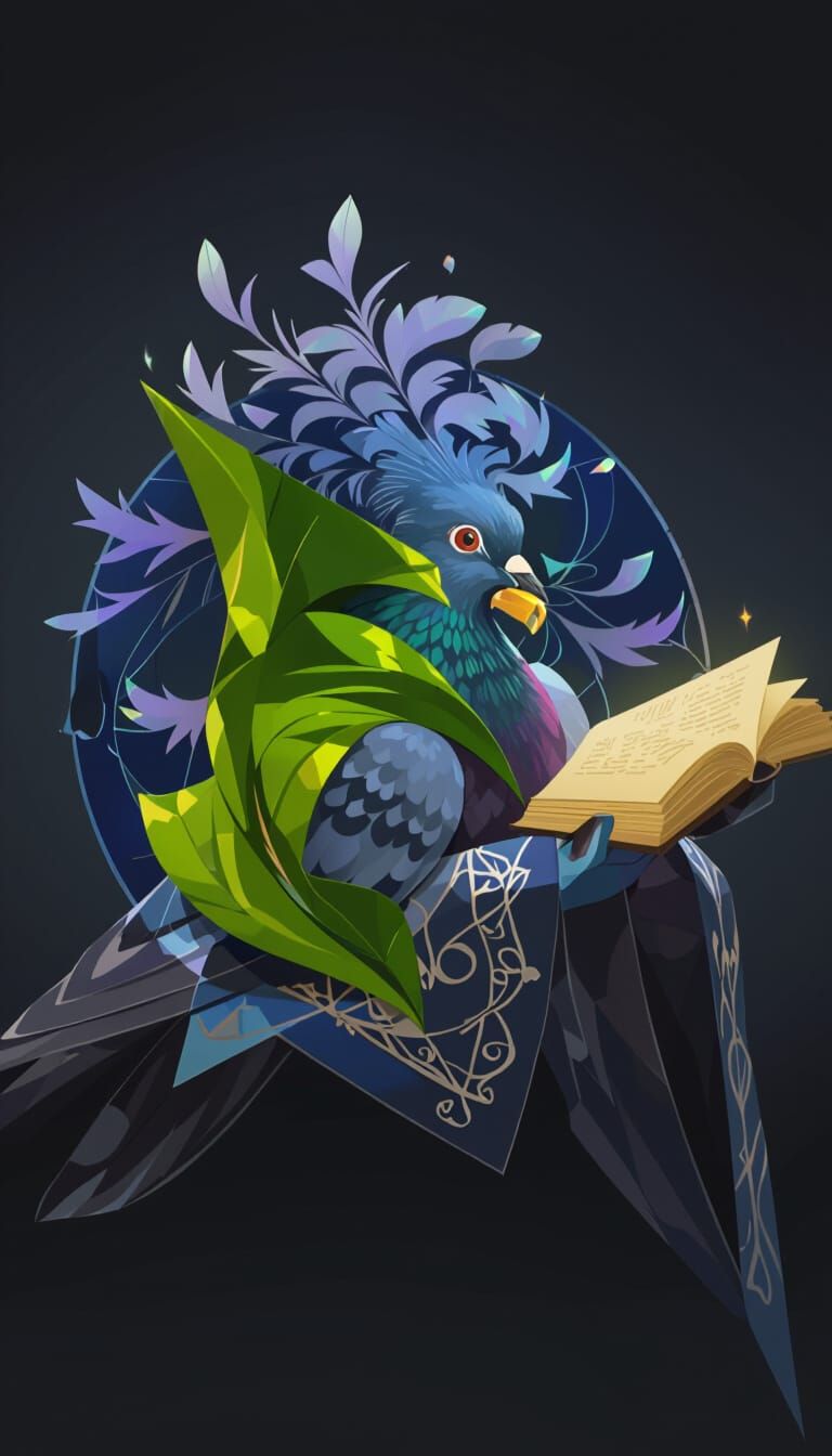 Pigeon in Cleric Robe with Prismatic Feathers