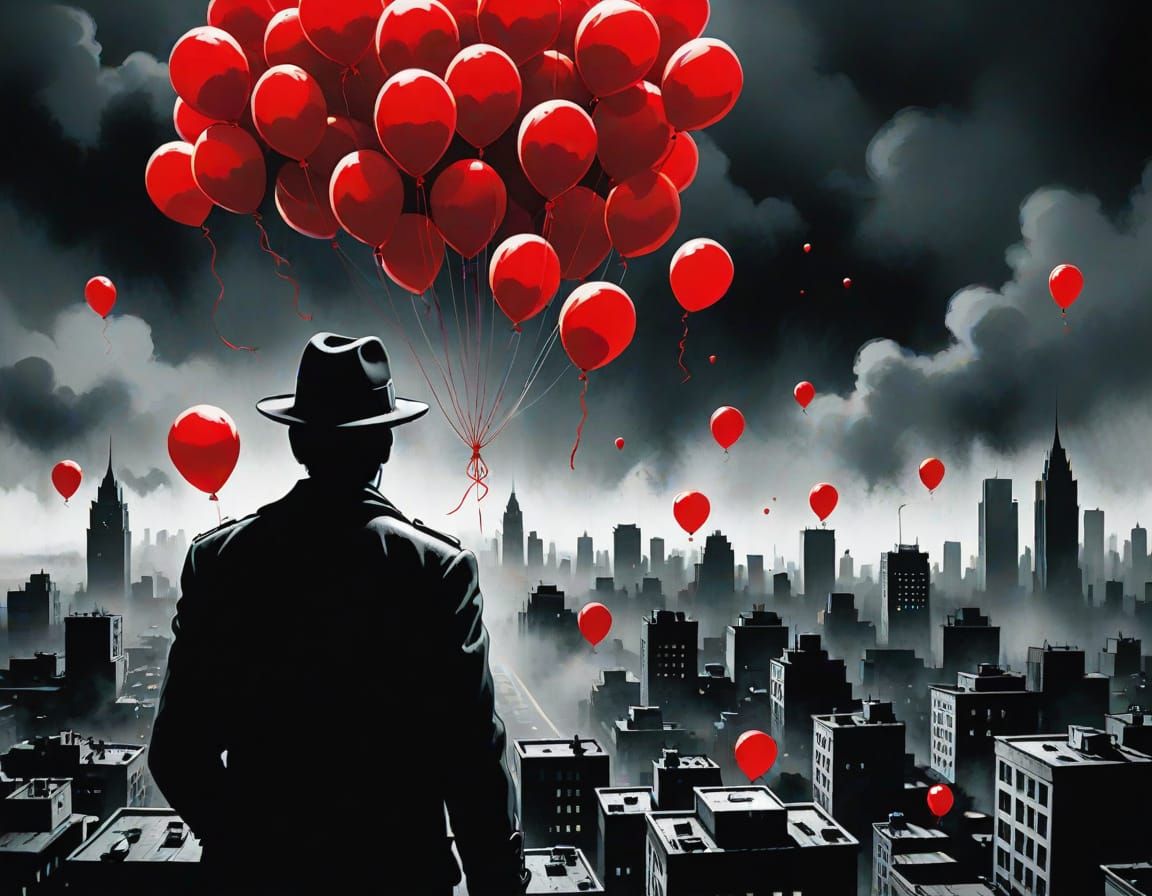 99 Red Balloons in Comic Noir Expressionism