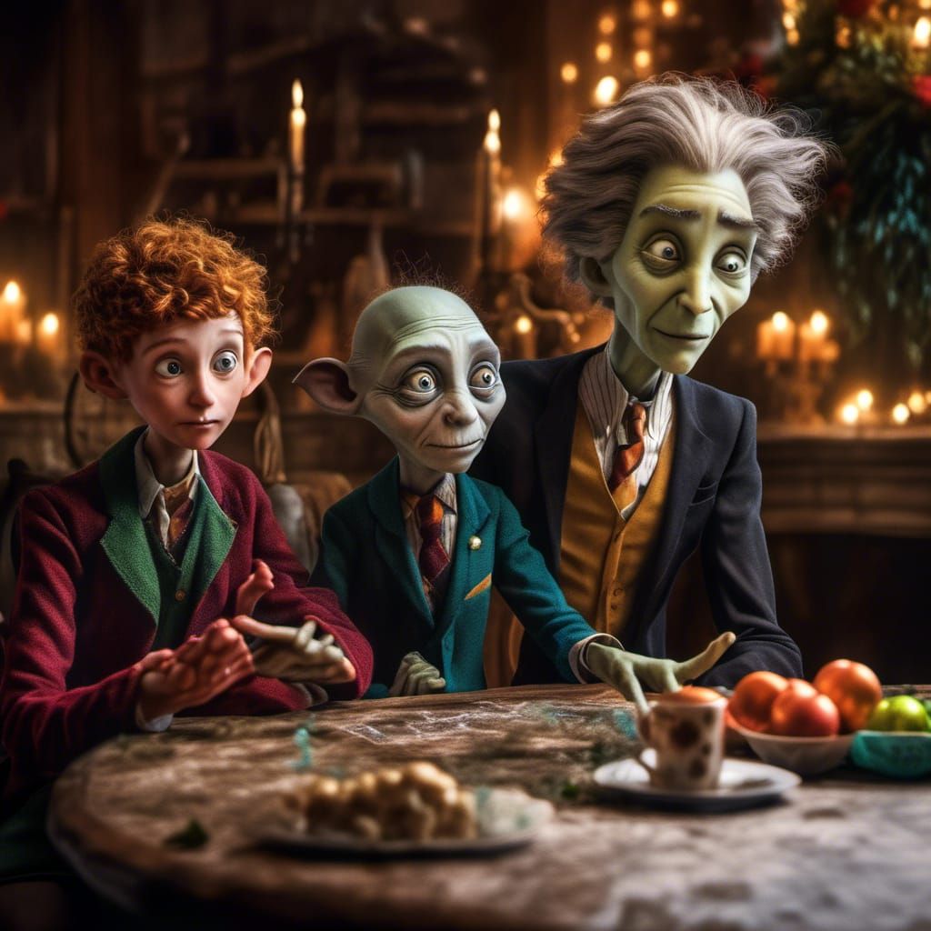 Alien Party in Magical Realism Style