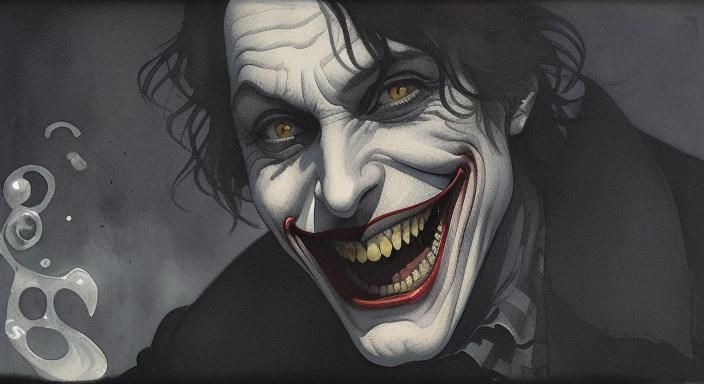 The Joker Laughs: Vintage Horror Illustration