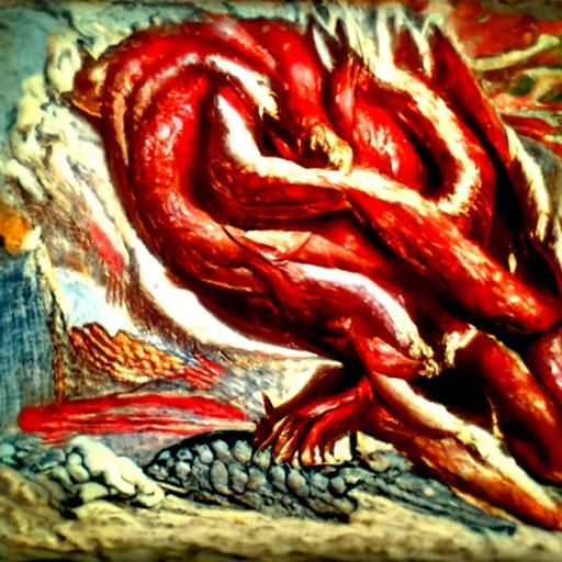 Great Red Dragon Illustration in Vintage Style