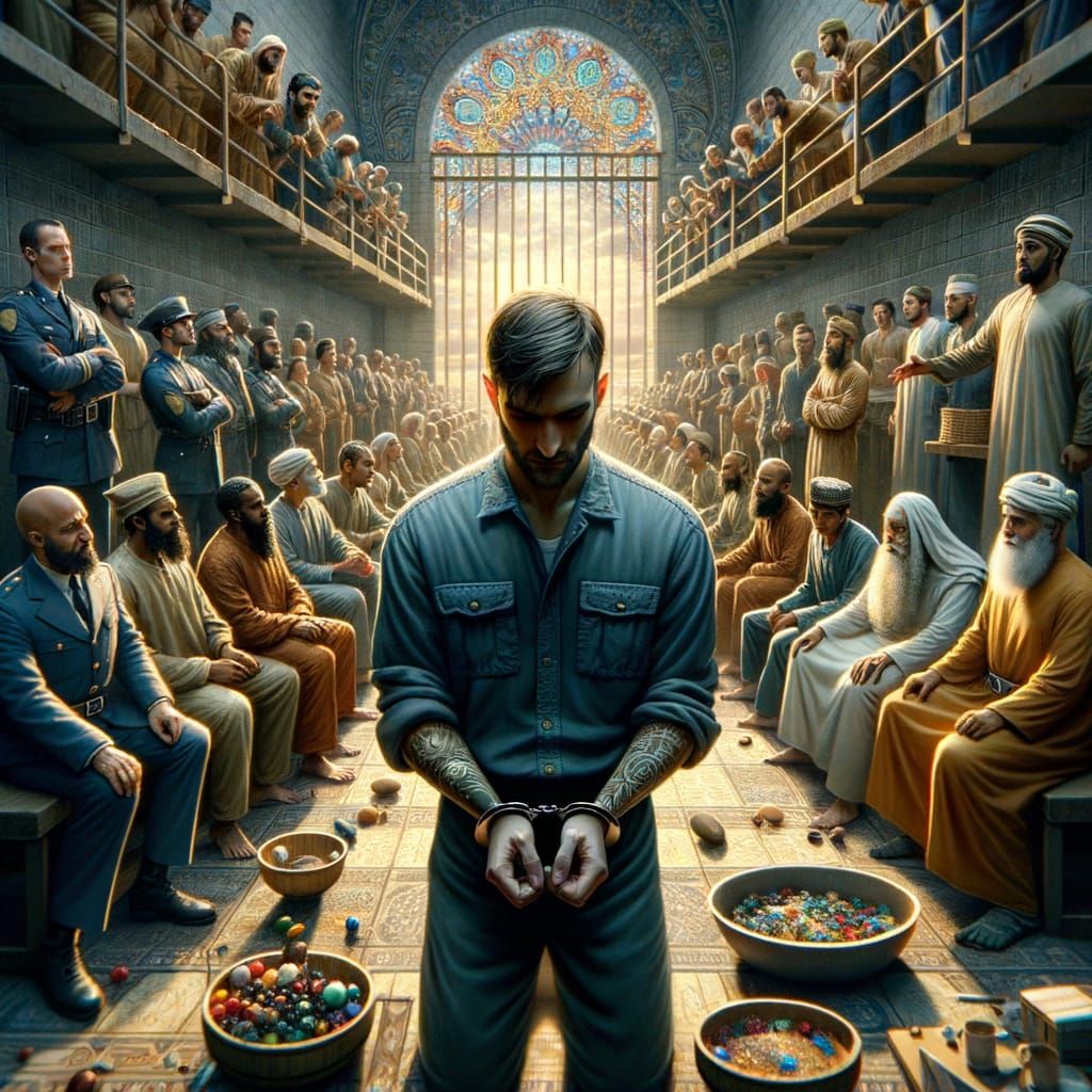 Caucasian Prisoner in Jail: Fantasy Concept Art