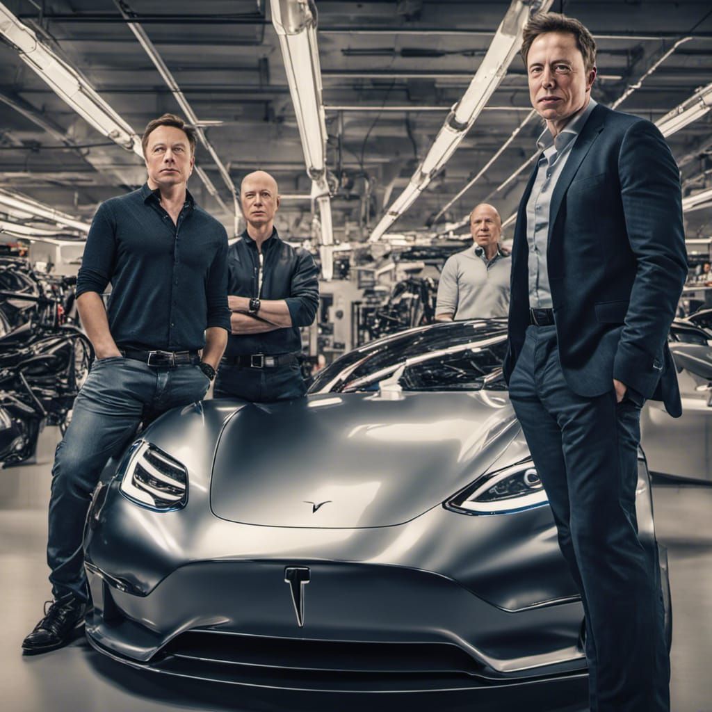 Tech Titans in Futuristic Supercar Shop