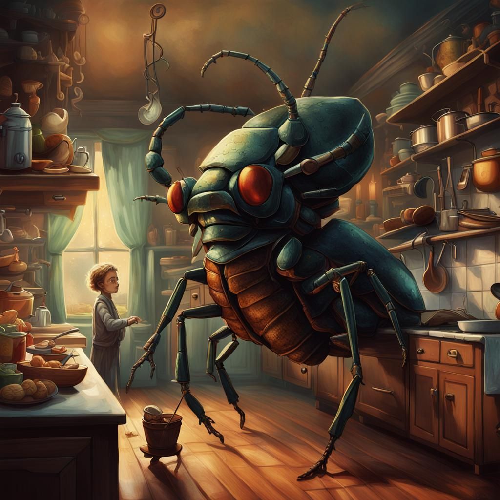 Surreal Bug Adventure: Kafka's Metamorphosis in Digital Art