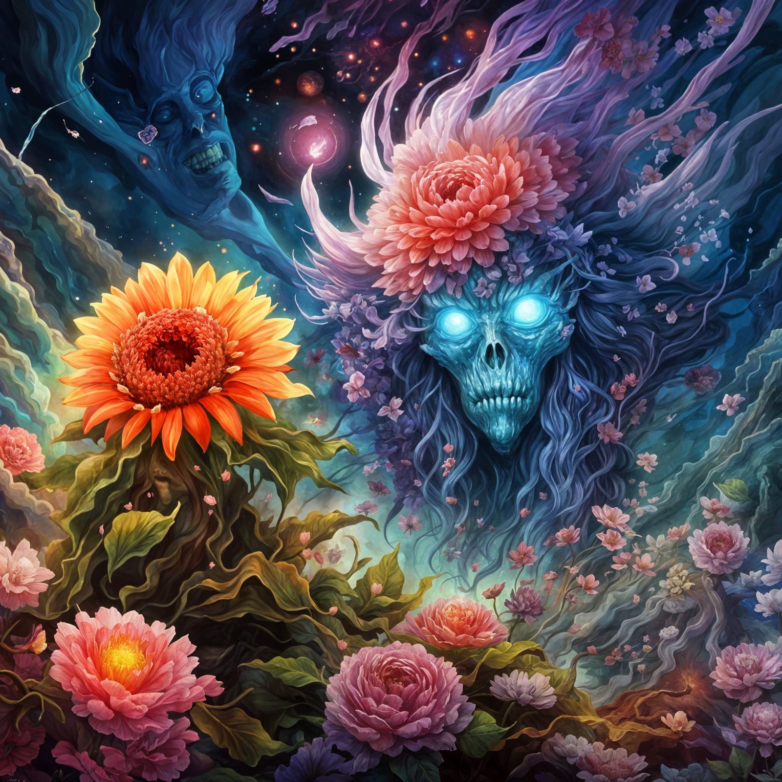 Flower Mutant Cult Leader in Anime Style