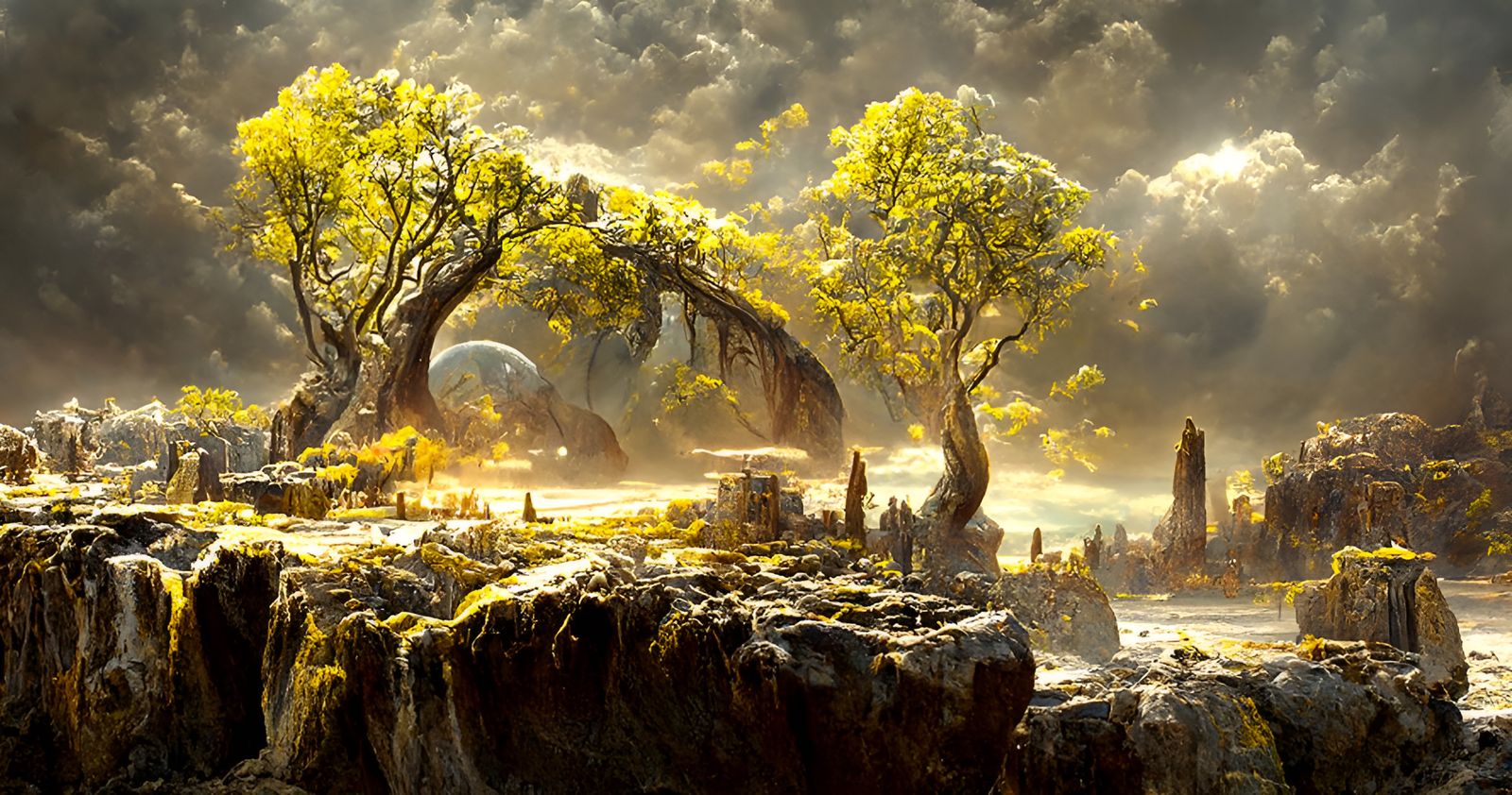 Tree of Life Matte Painting with Norse Ruins