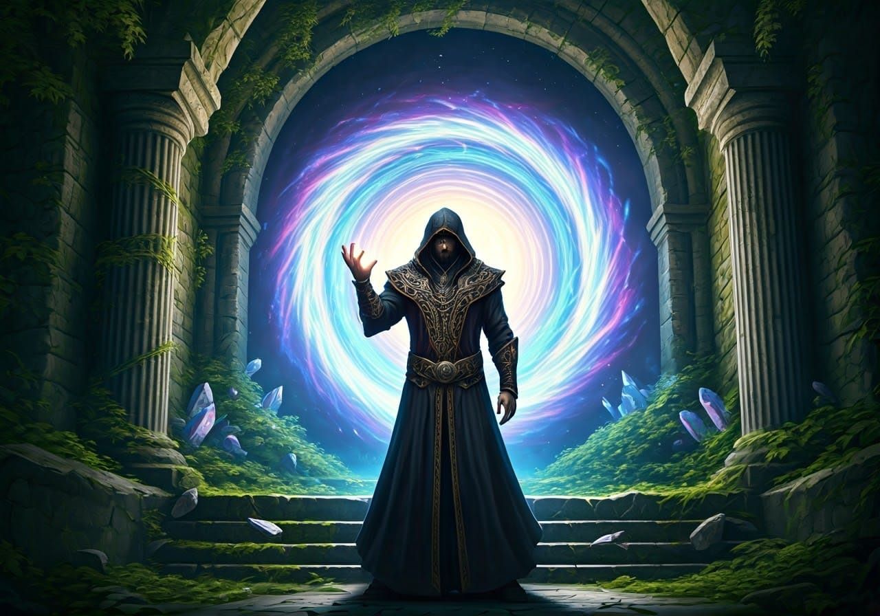 Sorcerer Opens Portal to Mystical Realm