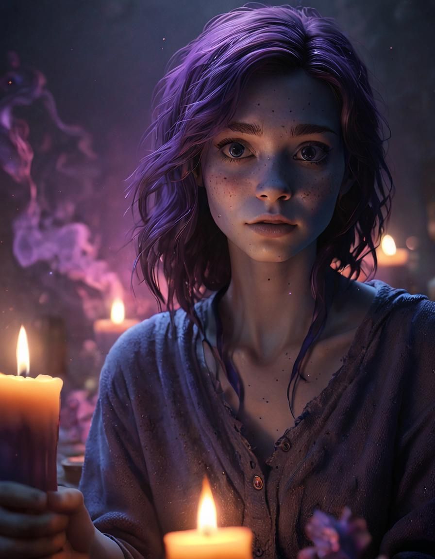 Ethereal Specter Shrouded in Flickering Candlelight