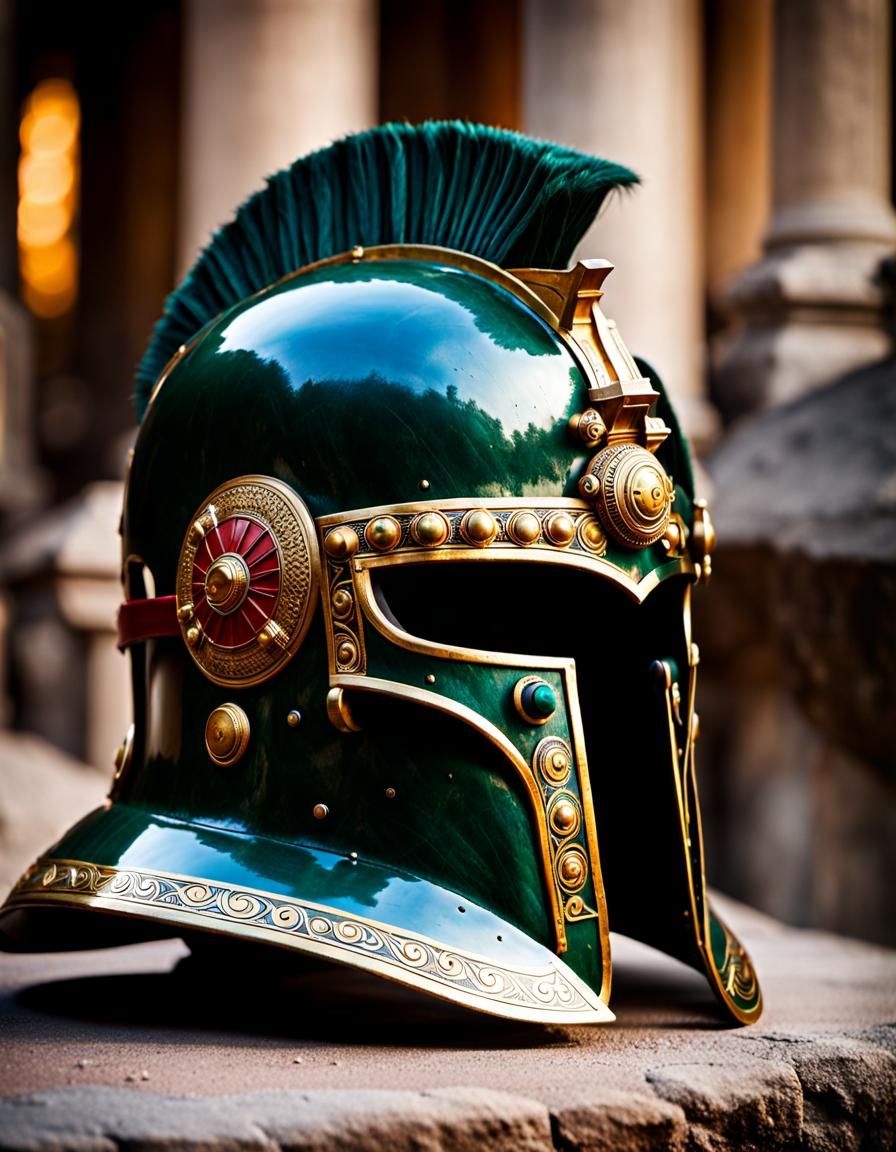 Detailed Roman Helmet in Professional Photography Style