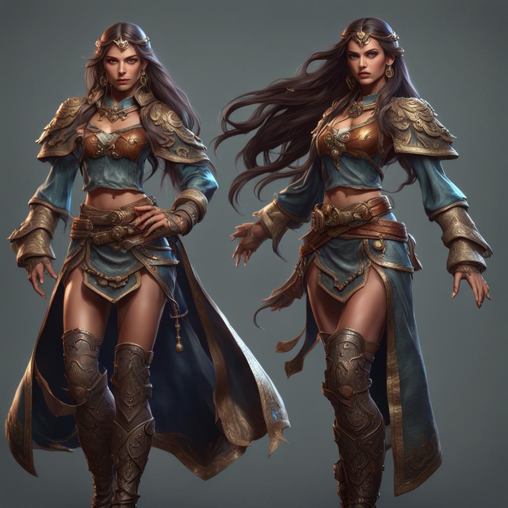 Fantasy Fighter with Flowing Hair in Detailed Matte Painting