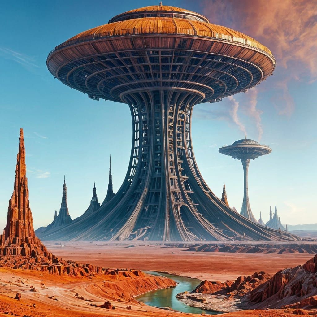 Surreal Alien Tower on an Alien Planet