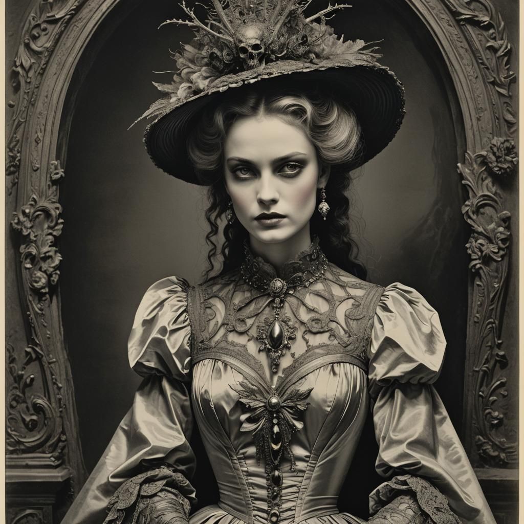 Glamorous Vogue Model in Horror Art Style