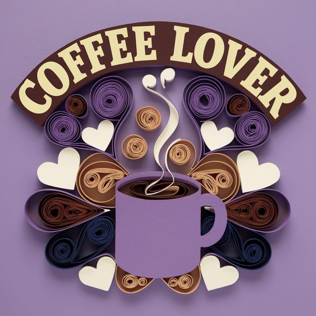 Coffee Lover Graphic in Papercraft Quilling Style