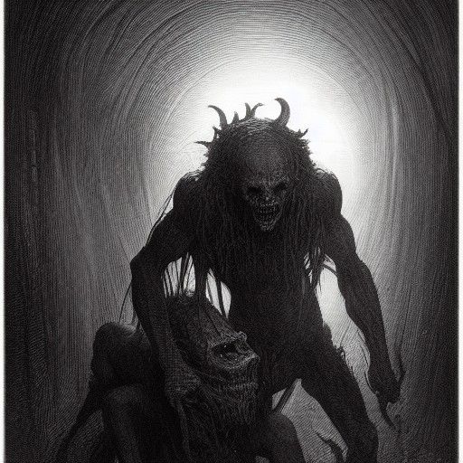 Demonic Devouring in Dark Etching Style
