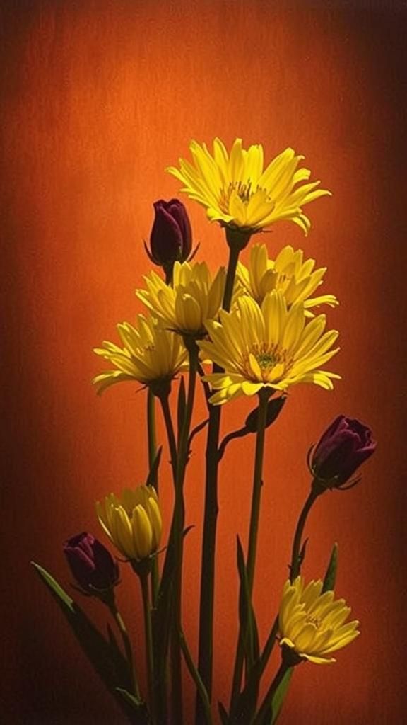 Monochrome Floral Study in Photographic Style