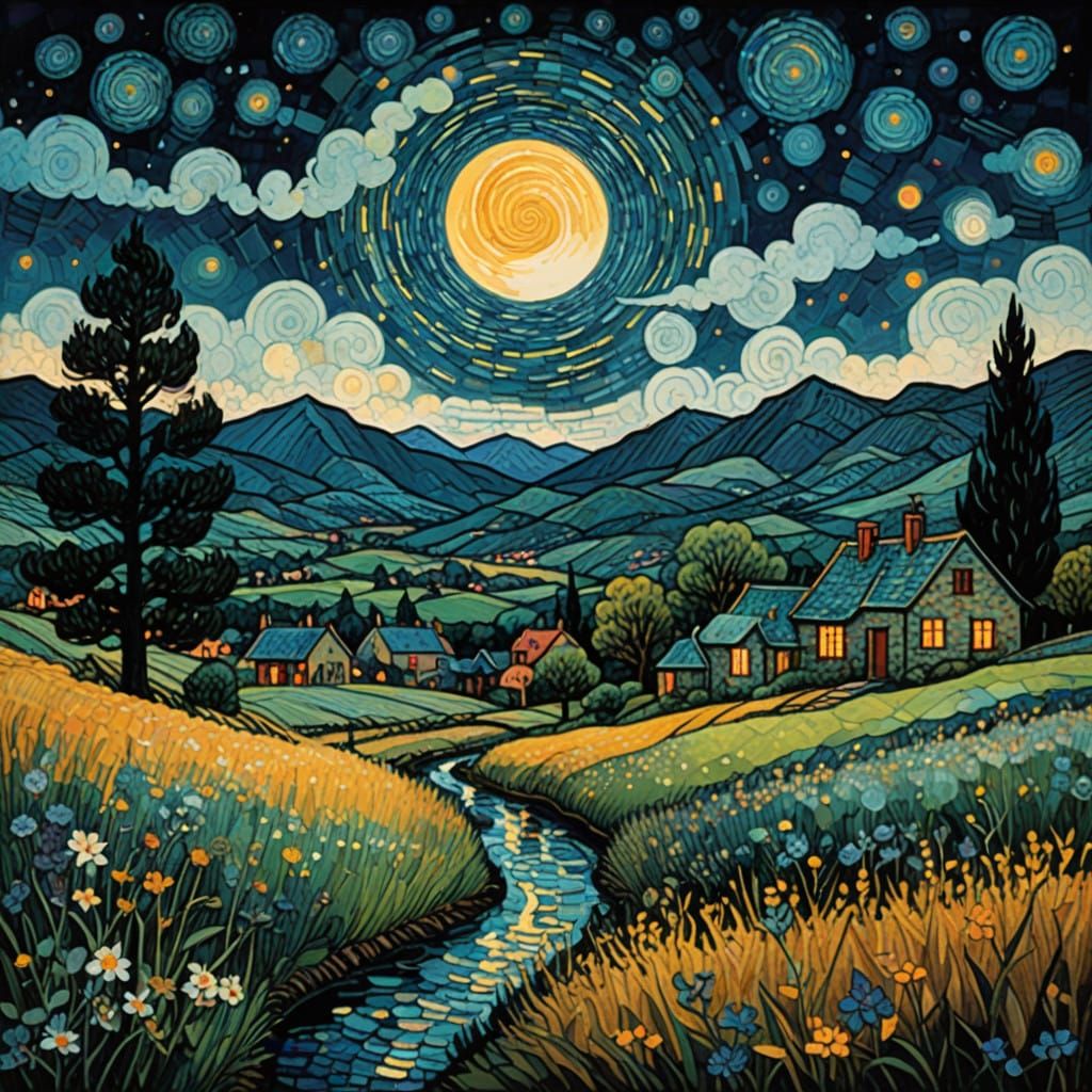 Twilight Landscape in Expressionist Style