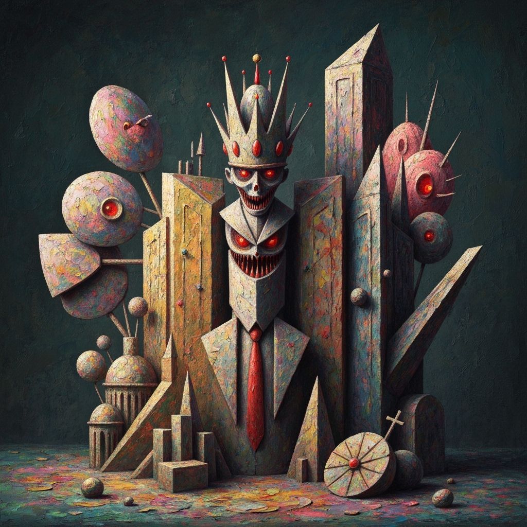 Surreal King of 8s Masterpiece in Gouache and Watercolor