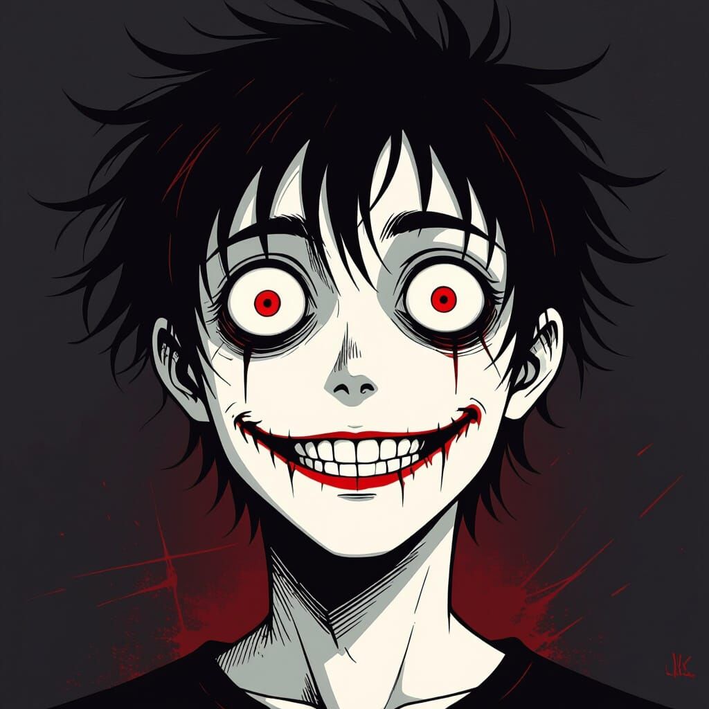 Eerie Character Logo in Junji Ito Style