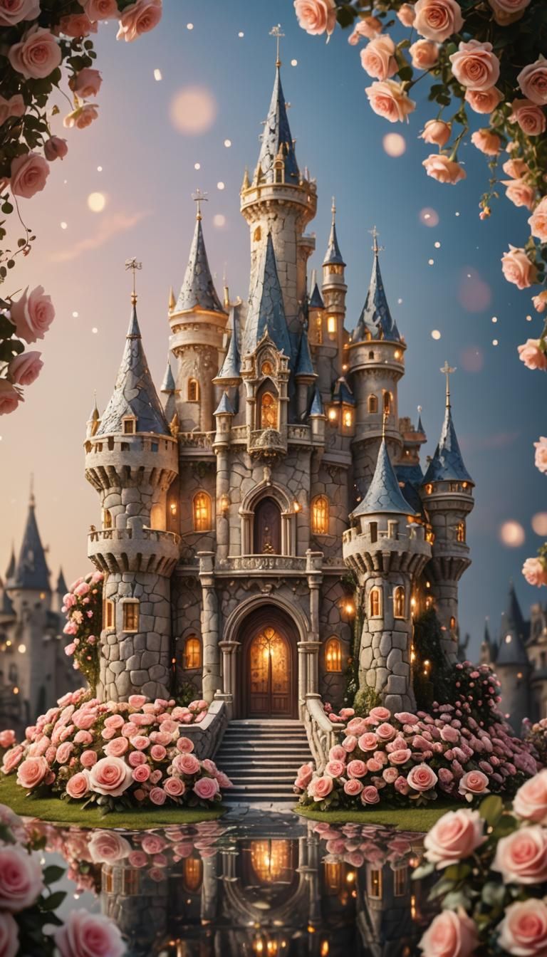 Rhinestone Rose Castle in Baroque Style