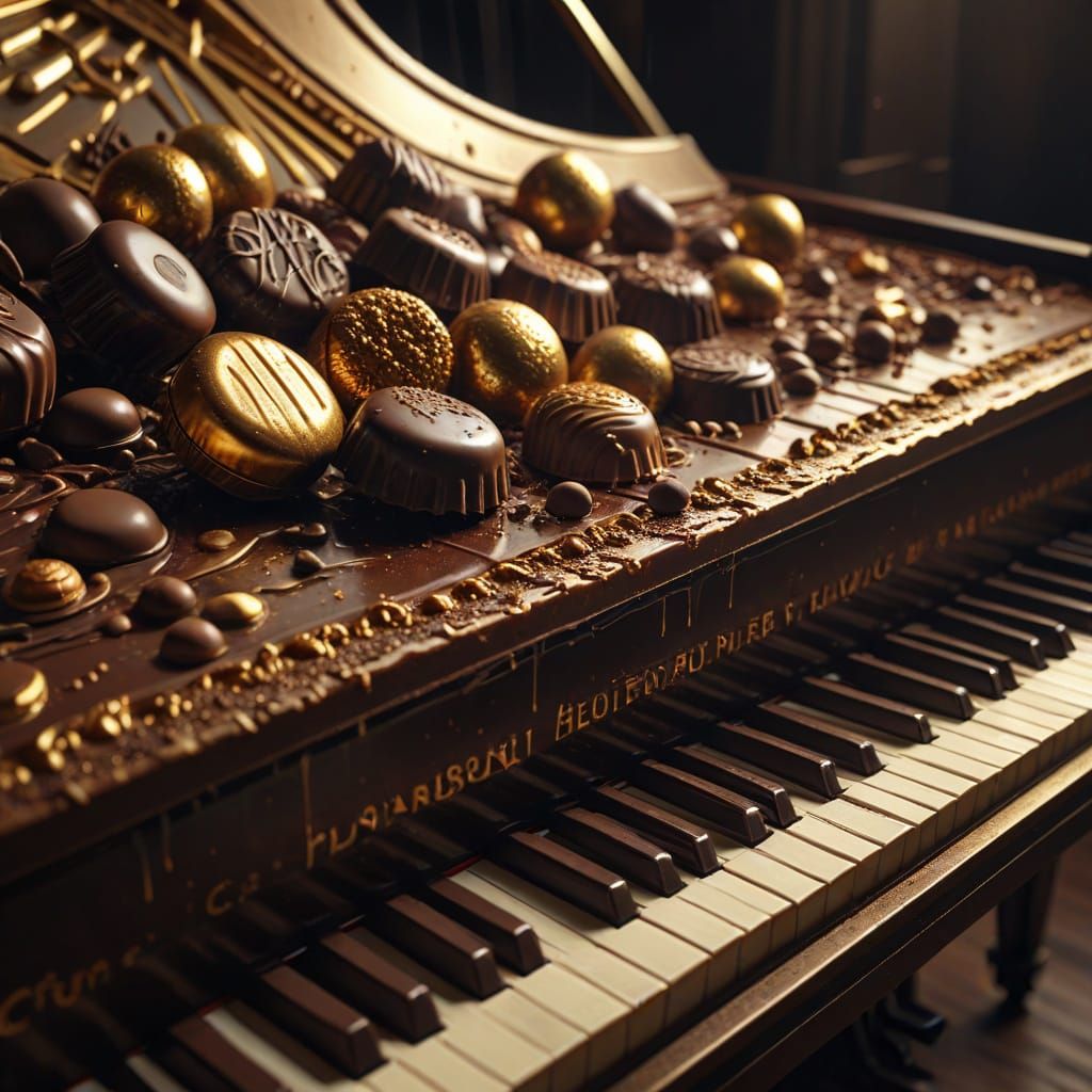 Chocolate Piano in Dark Surrealist Style
