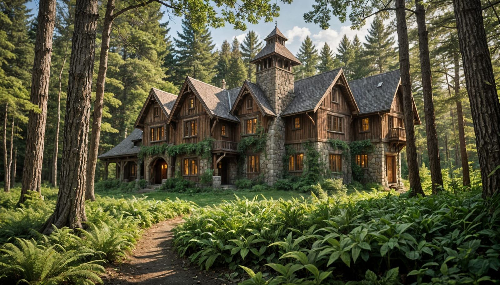 A Majestic Rustic Lodge Castle in Pine Woods