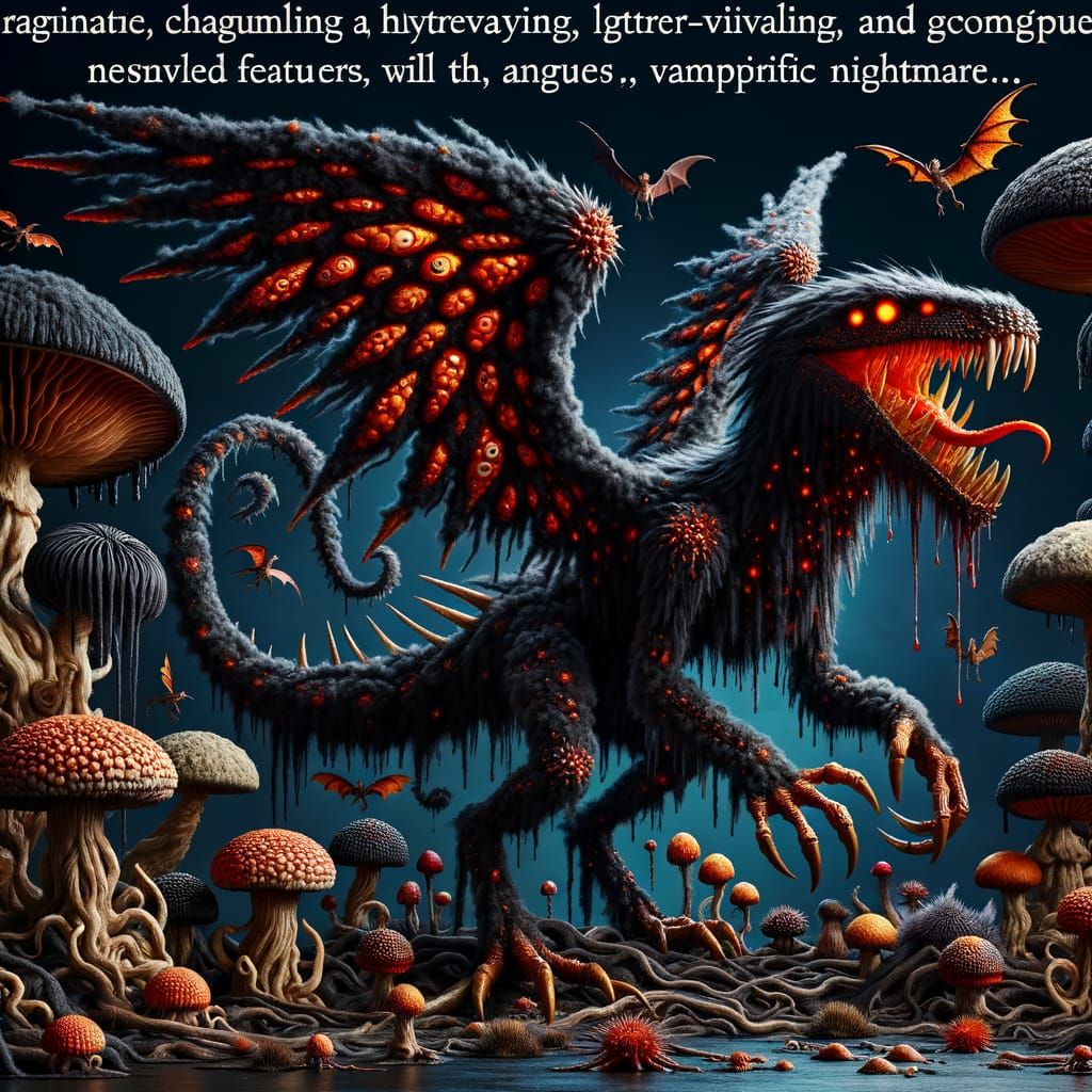 Nightmarish Velociraptor Creature in a Dark Underworld