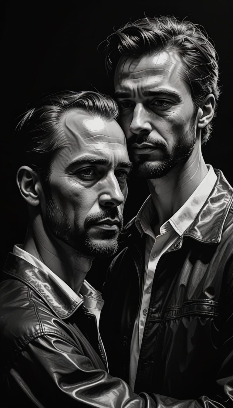 Pop Art Embrace in High Contrast Realism