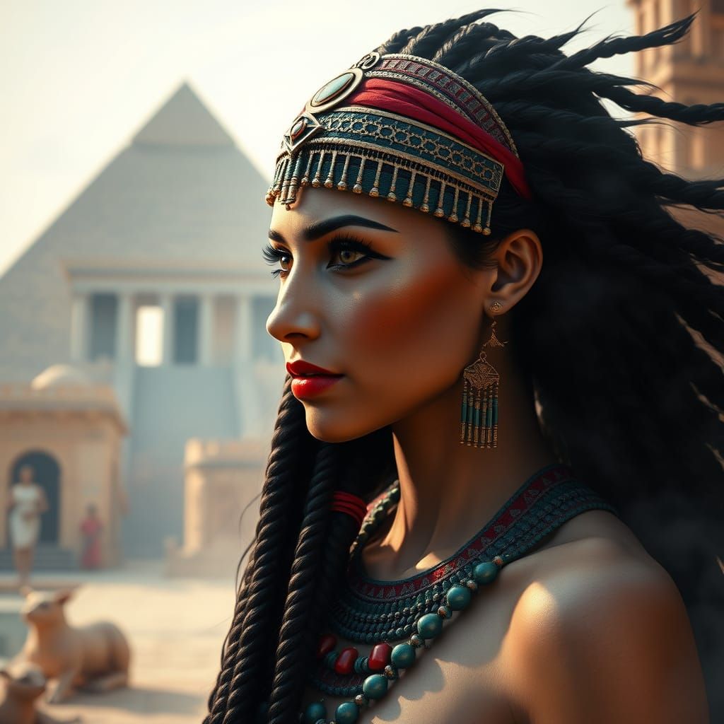Egyptian Goddess Amunet in Dark Fantasy Style