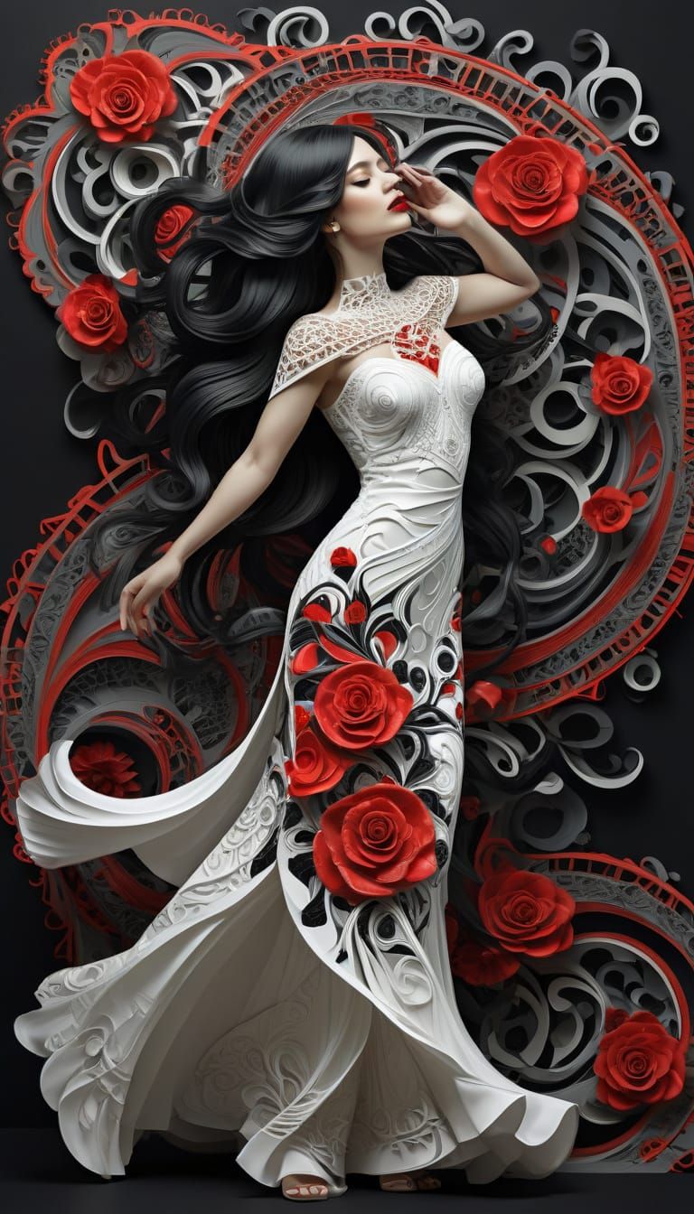 Spanish Dancer with Rose: Abstract Vector Art