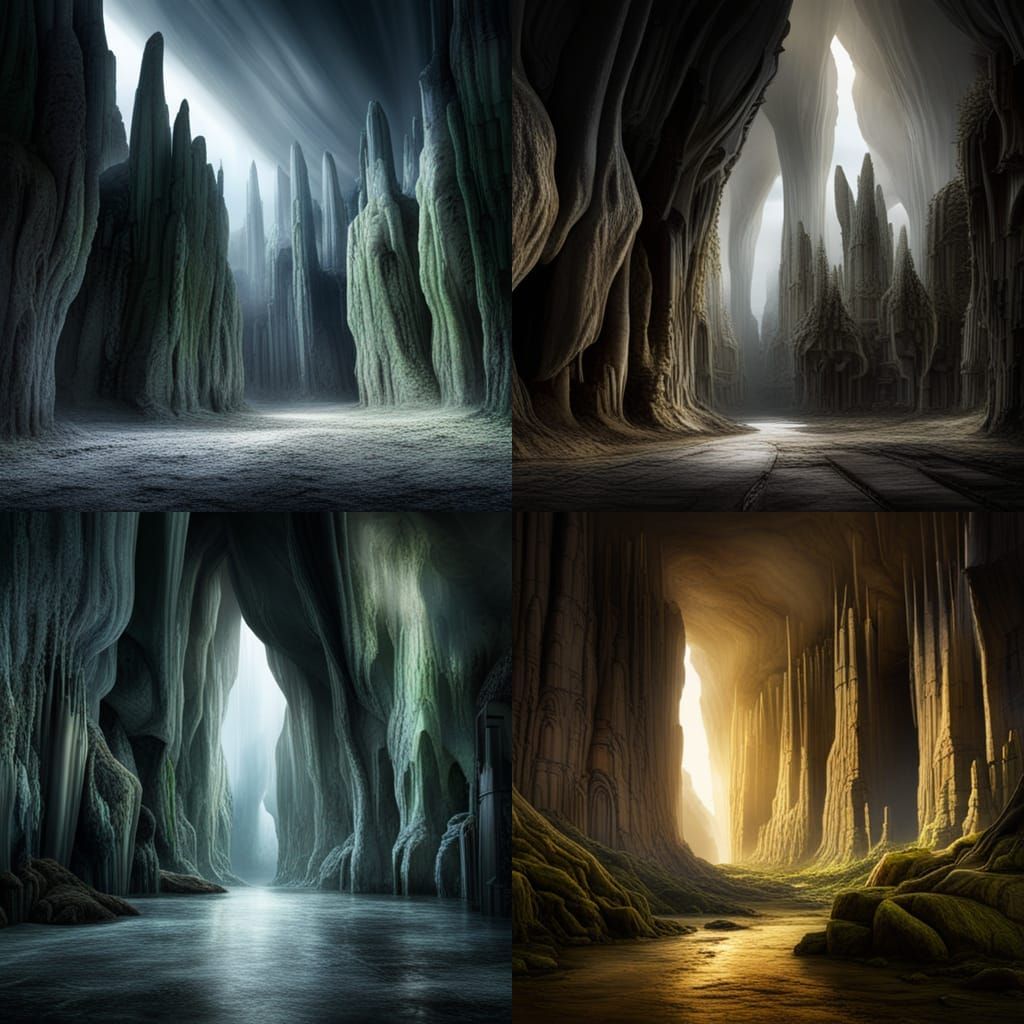 giant beautiful caves full of stalagmites and stalactites