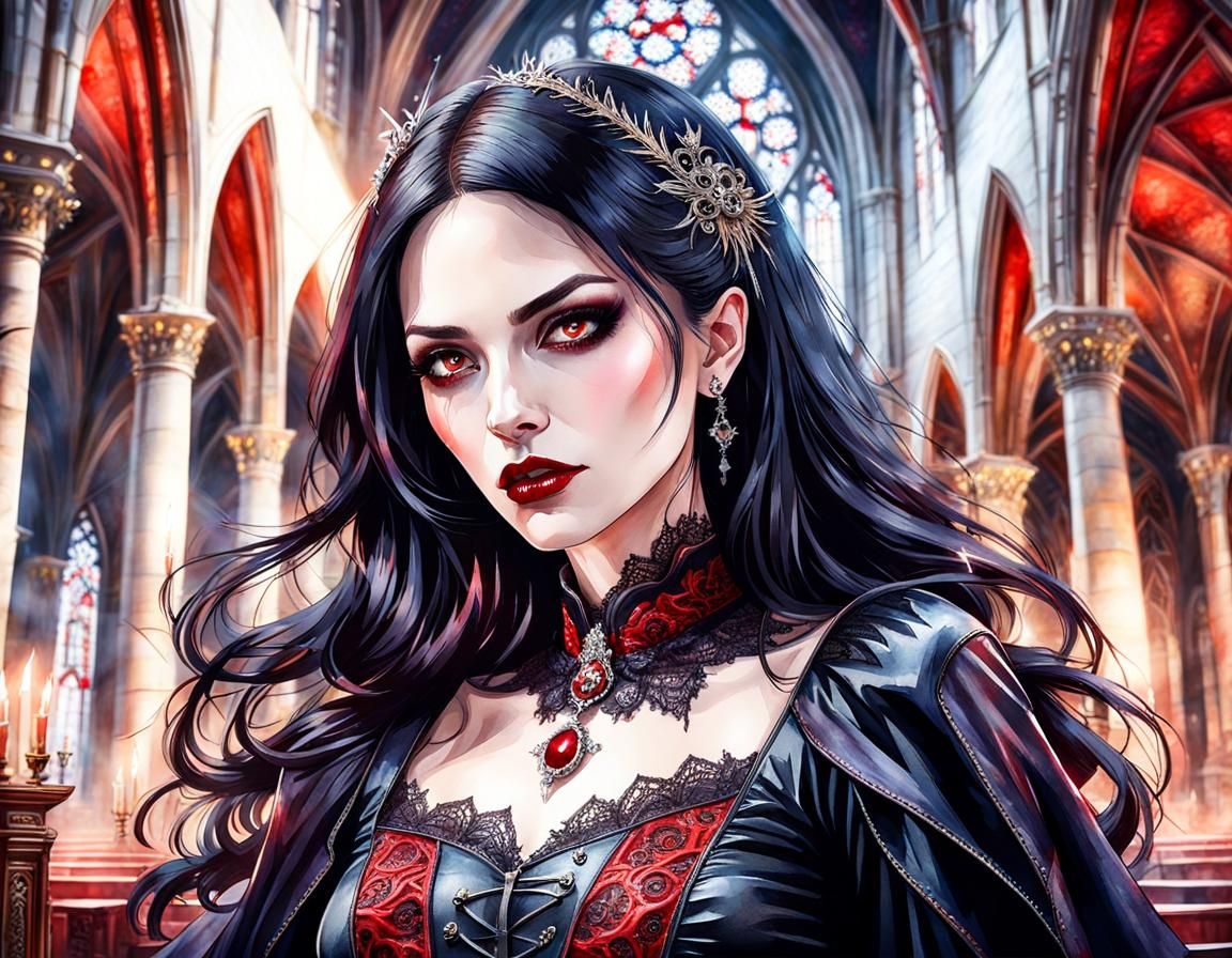 Gothic Vampire in a Church, Graffiti Art
