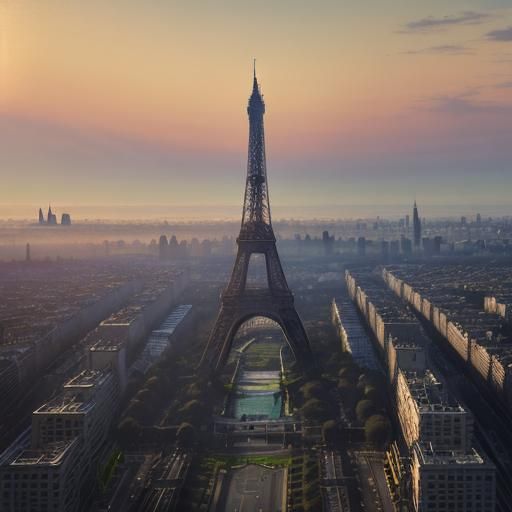 Enormous Eiffel Tower in Hyperrealistic Style