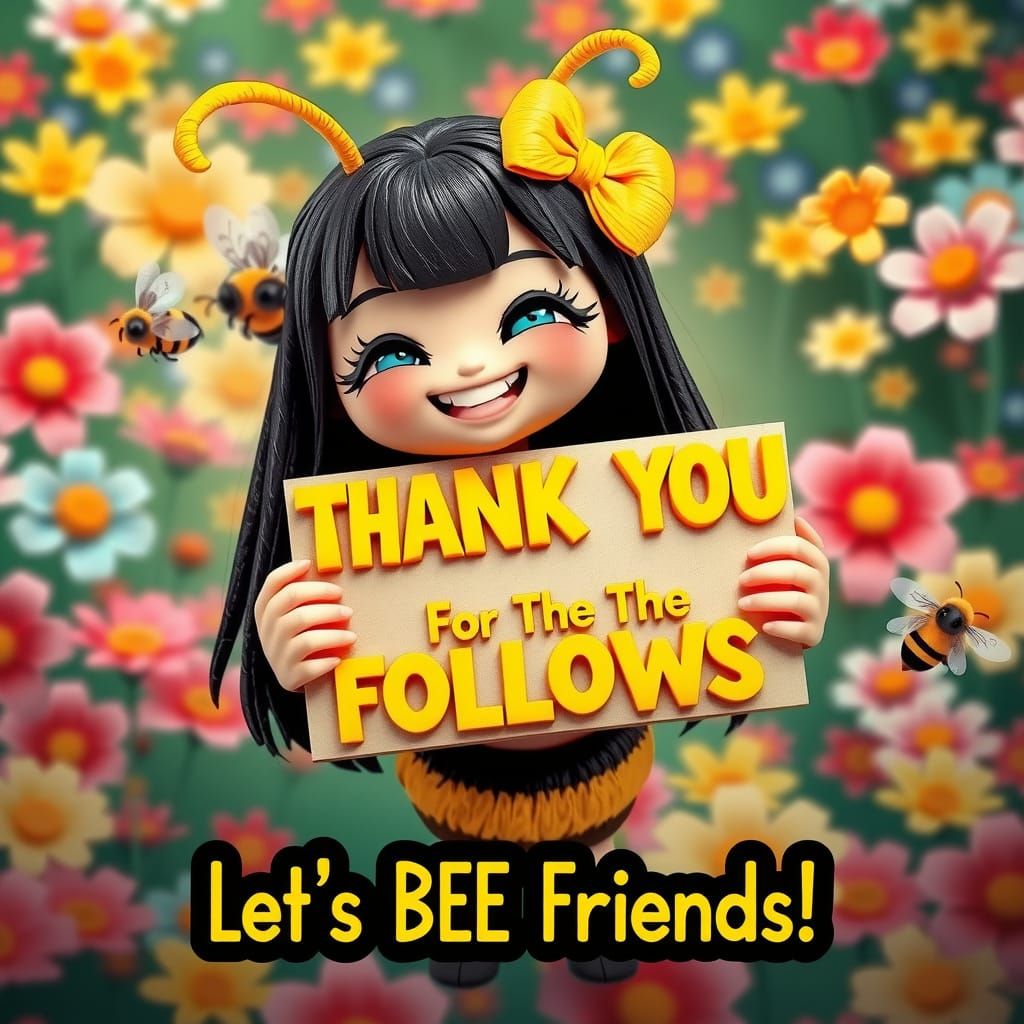 Whimsical Origami-Inspired Bumblebee Girl with Bright Colors...