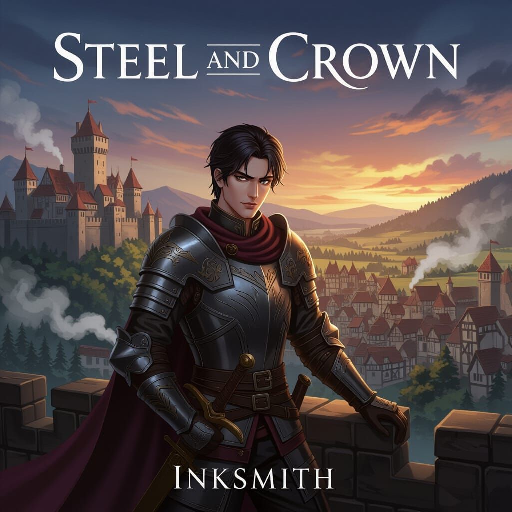 Nobleman on Castle Balcony, Medieval Village View