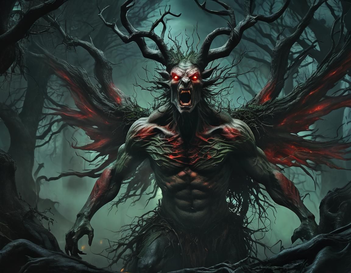 Winged Centaur Screams in Dark Fantasy Horror Art