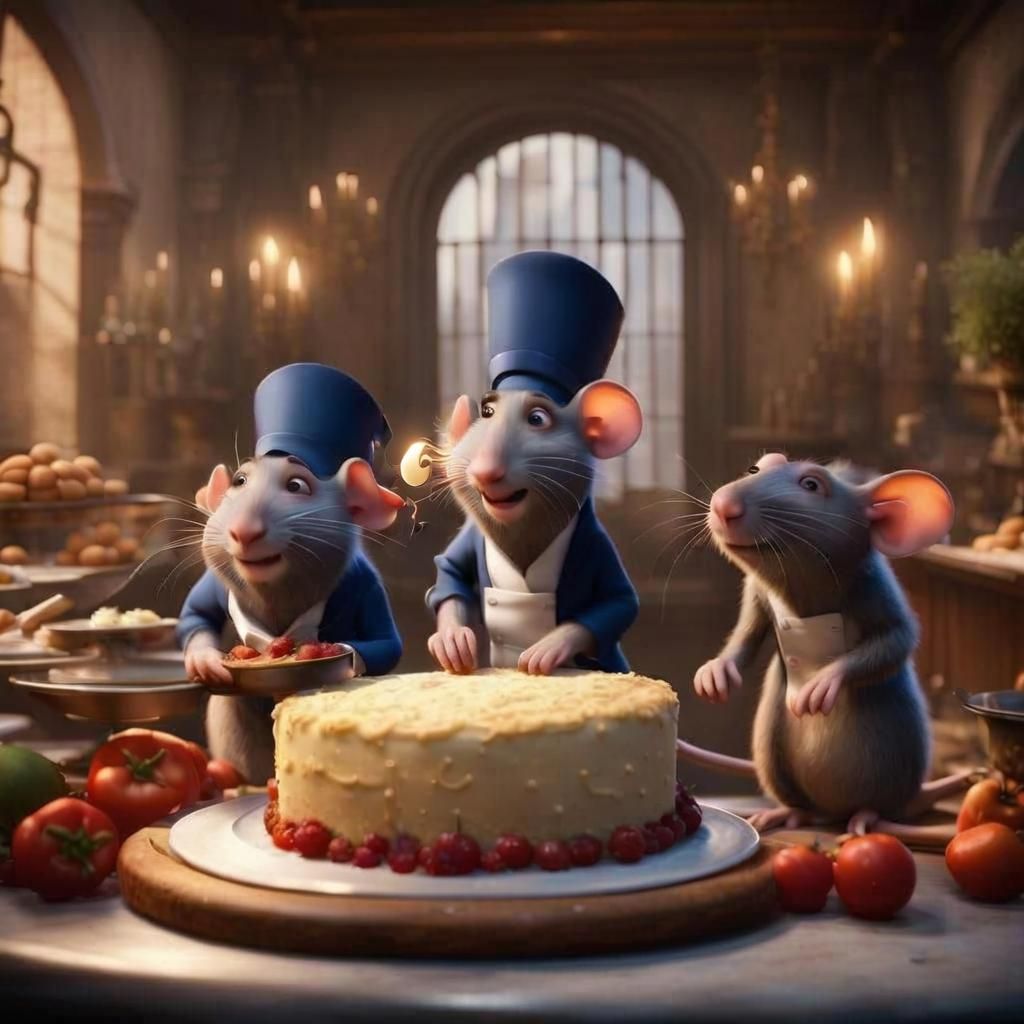 Fantastical Earless Figure on Golden Wall