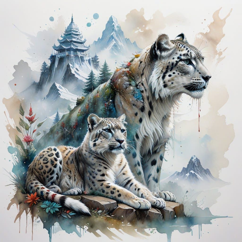 Himalayan Temple Sanctuary in Ethereal Watercolor