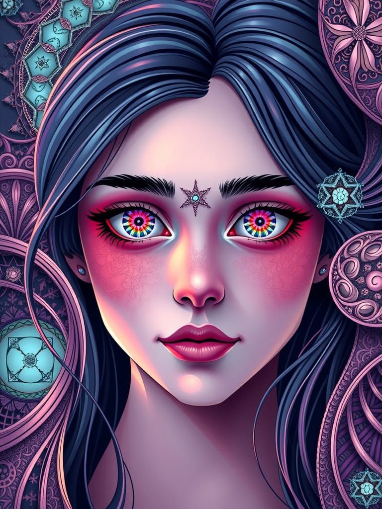 Surreal Youth with Swirling Eye Art