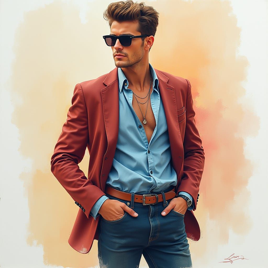 Man in 2025 as Aquarelle Painting