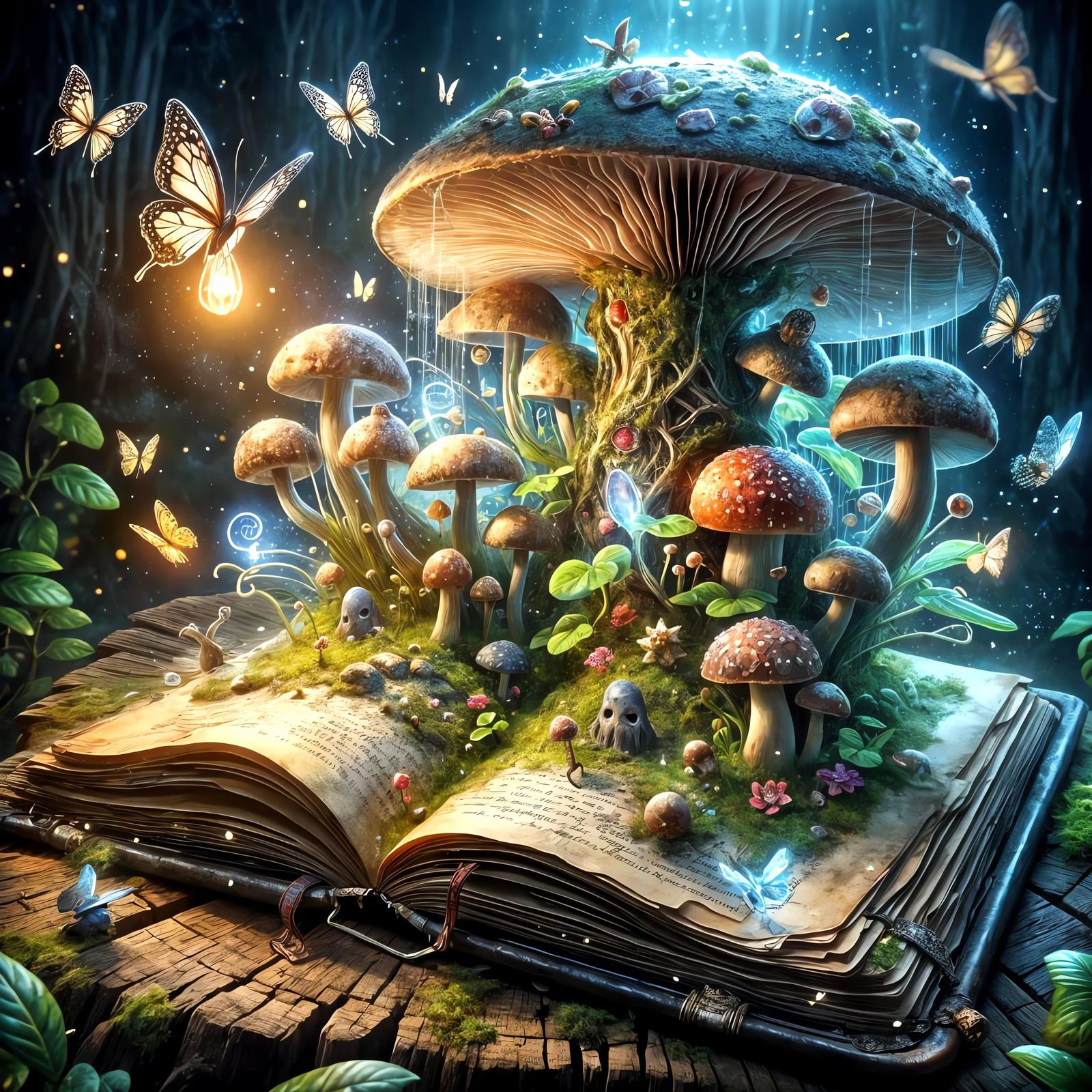 Enchanted Grimoire Reveals Miniature Mushroom Forest
