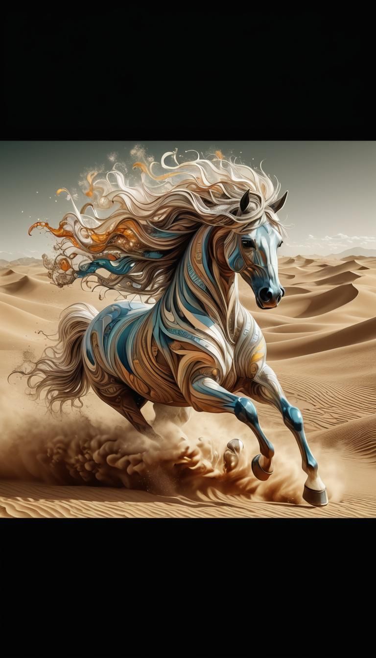 Abstract Fractal Horse with Zentangle Details