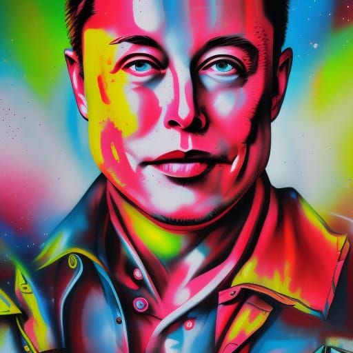 Elon Musk Graffiti Art in Street Style