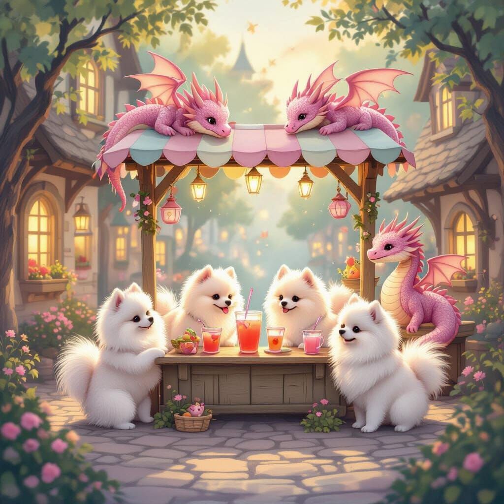 Pink Dragons & Pomeranians Serving Lemonade