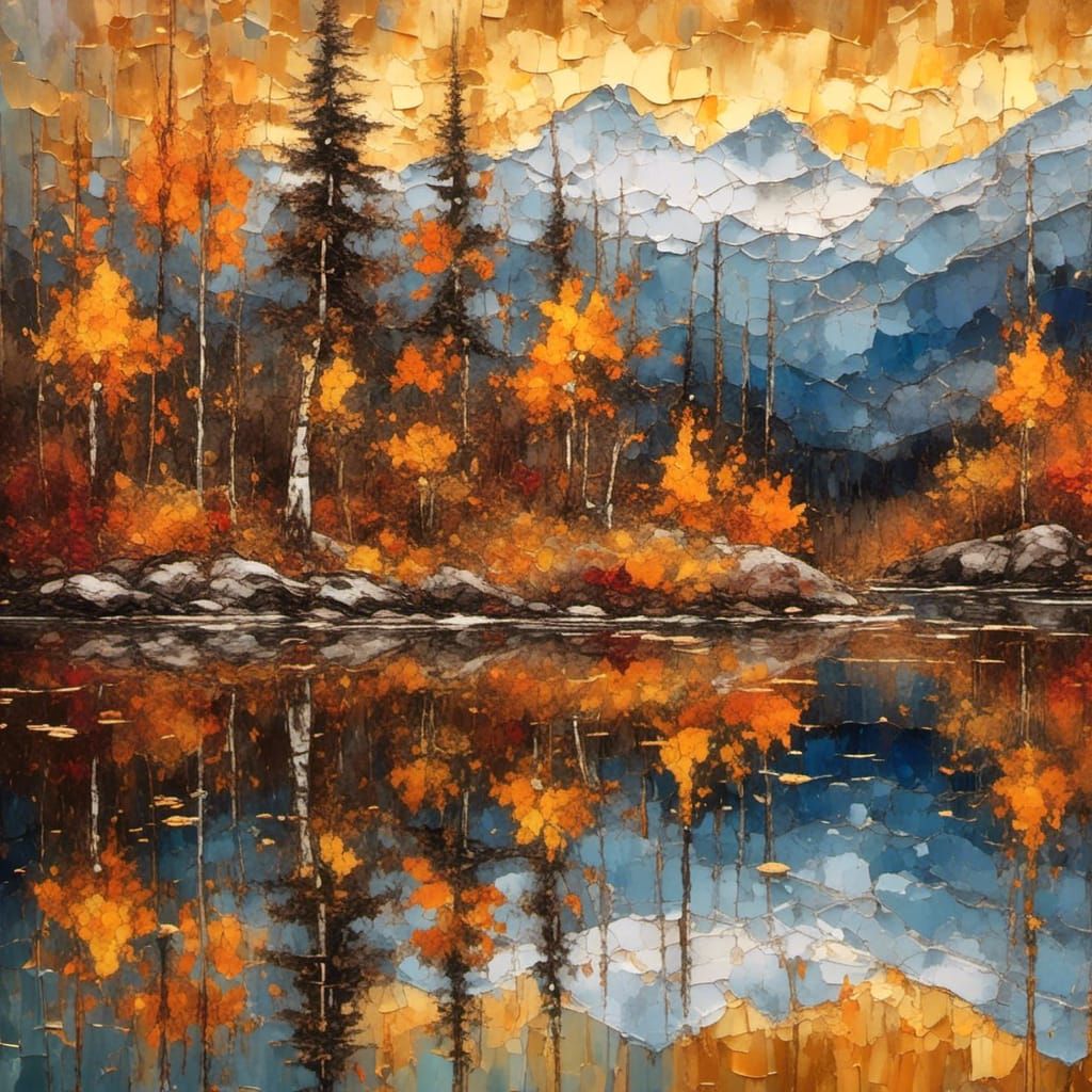 Adirondack Mountains in Fall: A Vintage Oil Painting