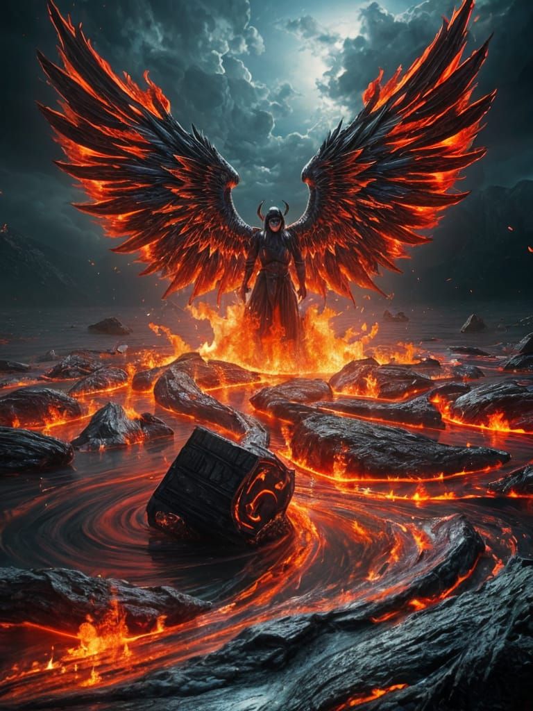Dark Angel Emerges From Lake of Fire